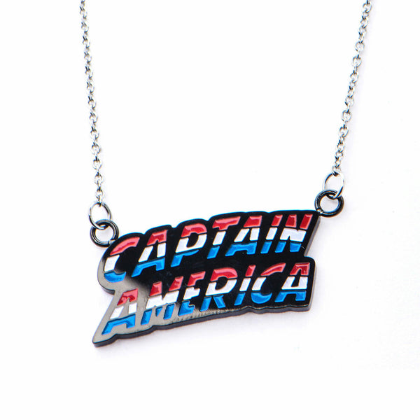 Marvel Captain America Lettering Stainless Steel Pendant Necklace