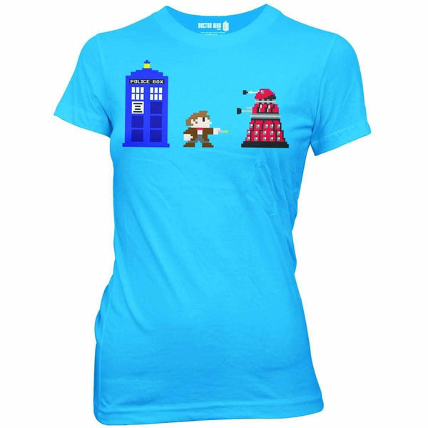Doctor Who 8 Bit Juniors Turquoise T-Shirt