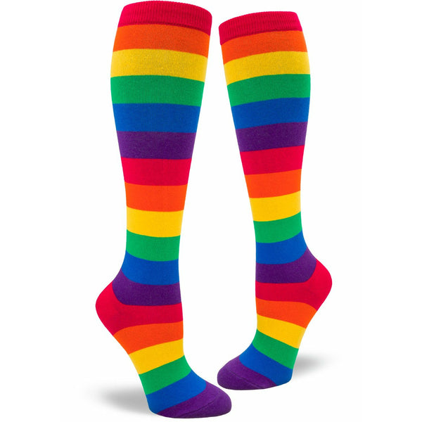 Classic Rainbow Striped Women's Knee High Socks