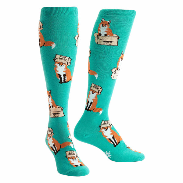 Sock It to Me Foxes in Boxes Womens Knee High Socks