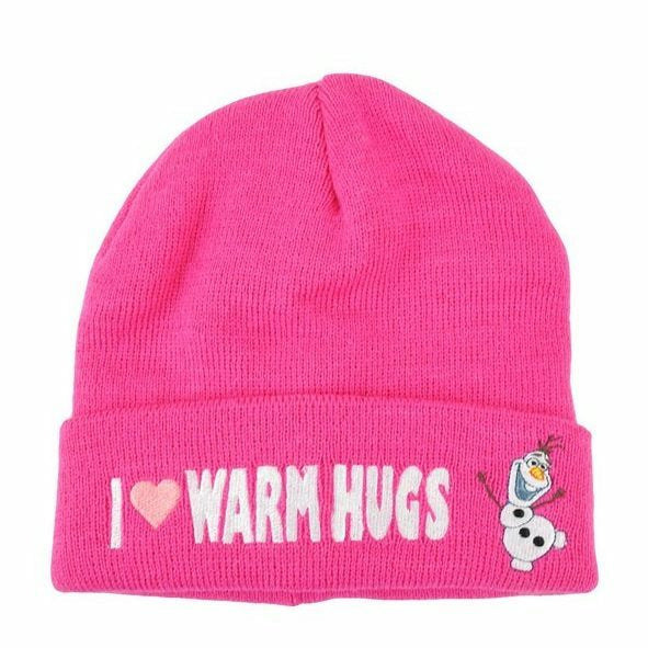 Disney Frozen Olaf I Love Warm Hugs Pink Beanie Cap Hat