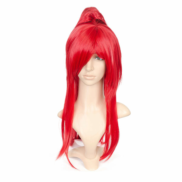 Red Long Length Anime Cosplay Costume Wig w/ Ponytail