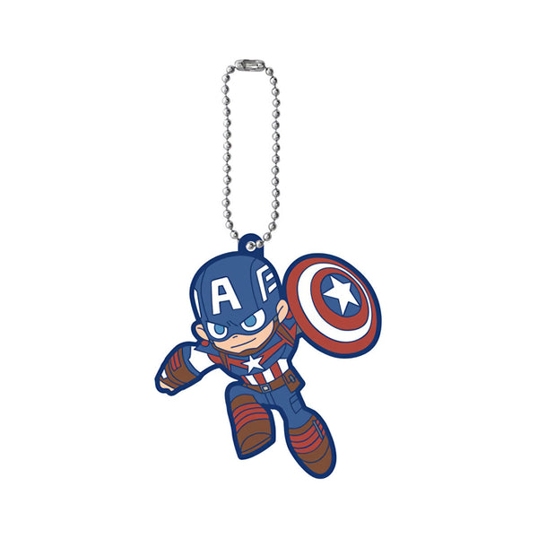 Marvel Capsule Rubber Mascot Captain America Trading Strap Keychain