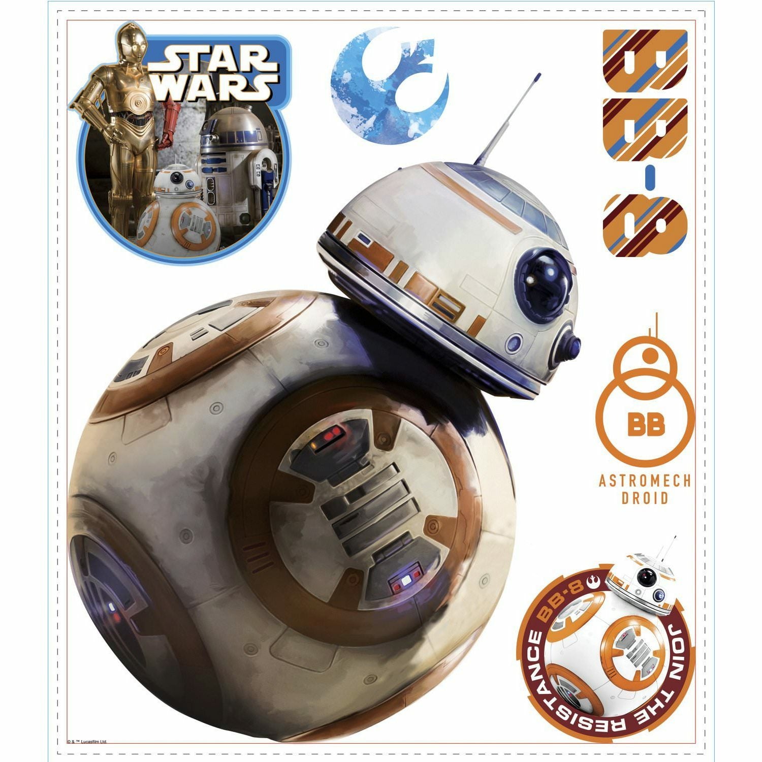 Star Wars Episode VII BB-8 Peel & Stick Wall Decals