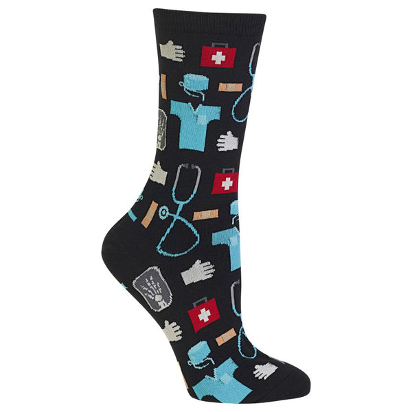 Medical Women's Black Crew Socks