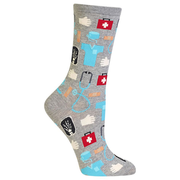 Medical Women's Grey Heather Crew Socks