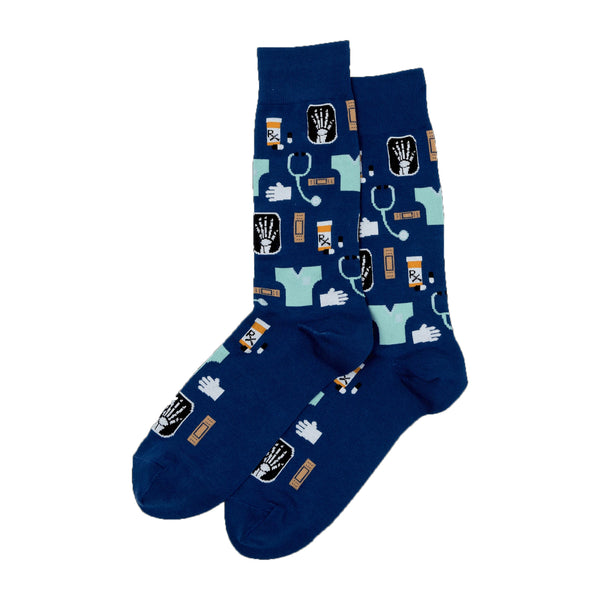 Medical Blue Crew Socks