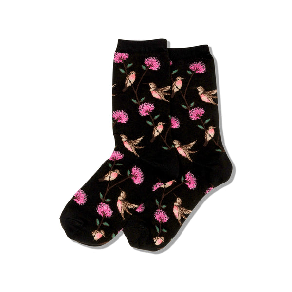 Hummingbirds Women's Black Crew Socks