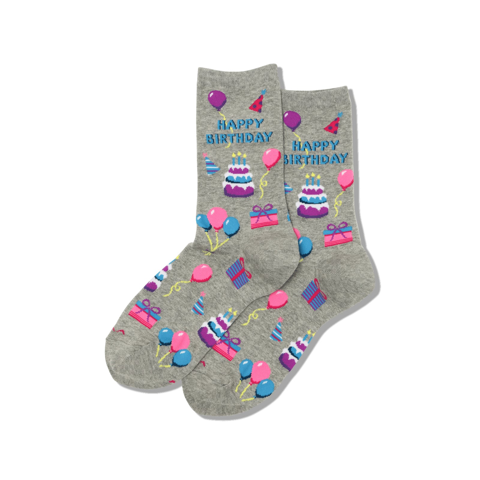 Happy Birthday Women's Grey Crew Socks