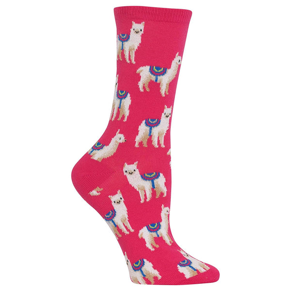 Llamas Pink Crew Socks