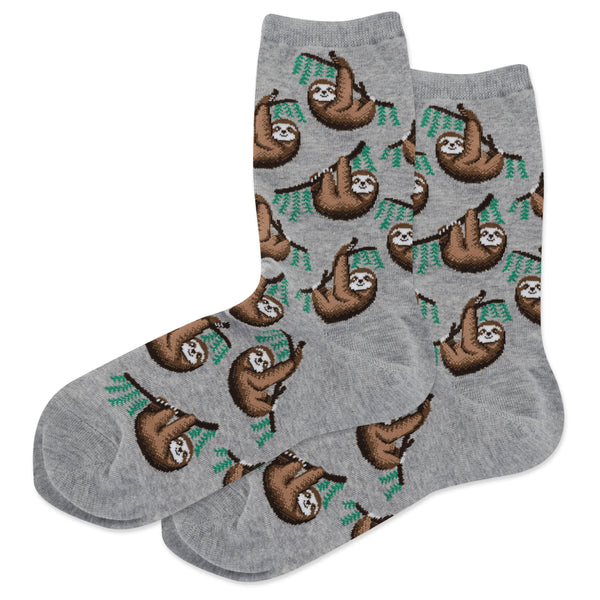 Sloth Women's Grey Crew Socks