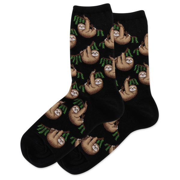 Sloth Women's Black Crew Socks