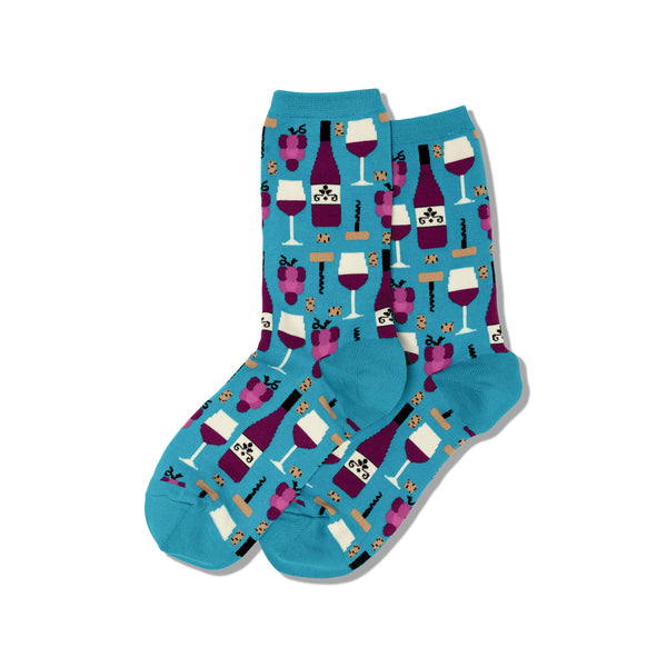 Wine Women's Turquoise Crew Socks