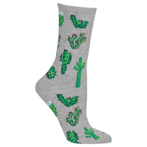 Cactus Women's Grey Crew Socks