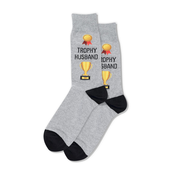 Trophy Husband Mens's Grey Heather Crew Socks