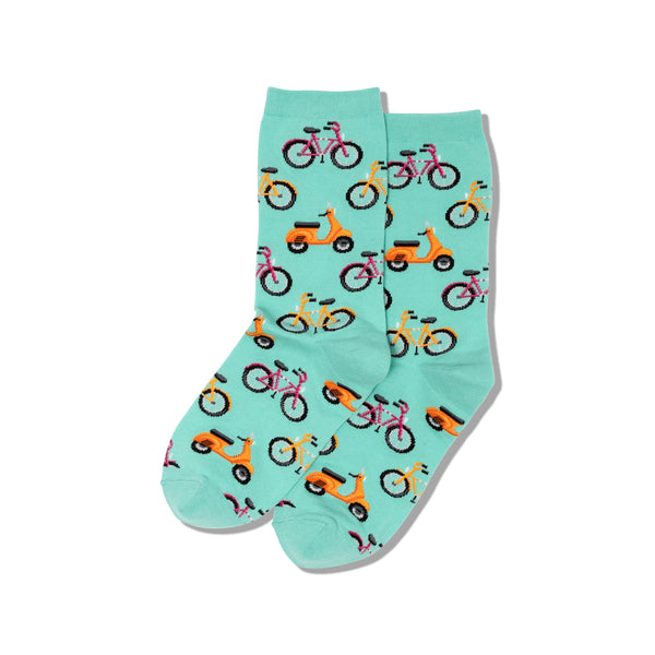 Bike and Vespa Women's Mint Crew Socks