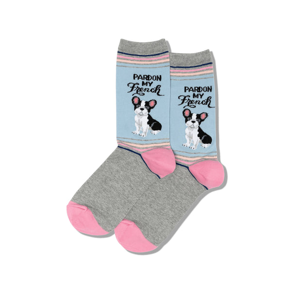 Pardon My French Women's Grey Heather Crew Socks