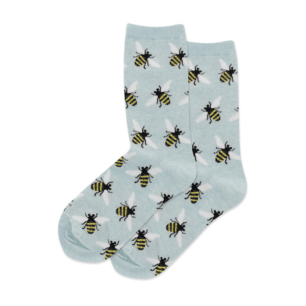 Bees Women's Mint Melange Crew Socks
