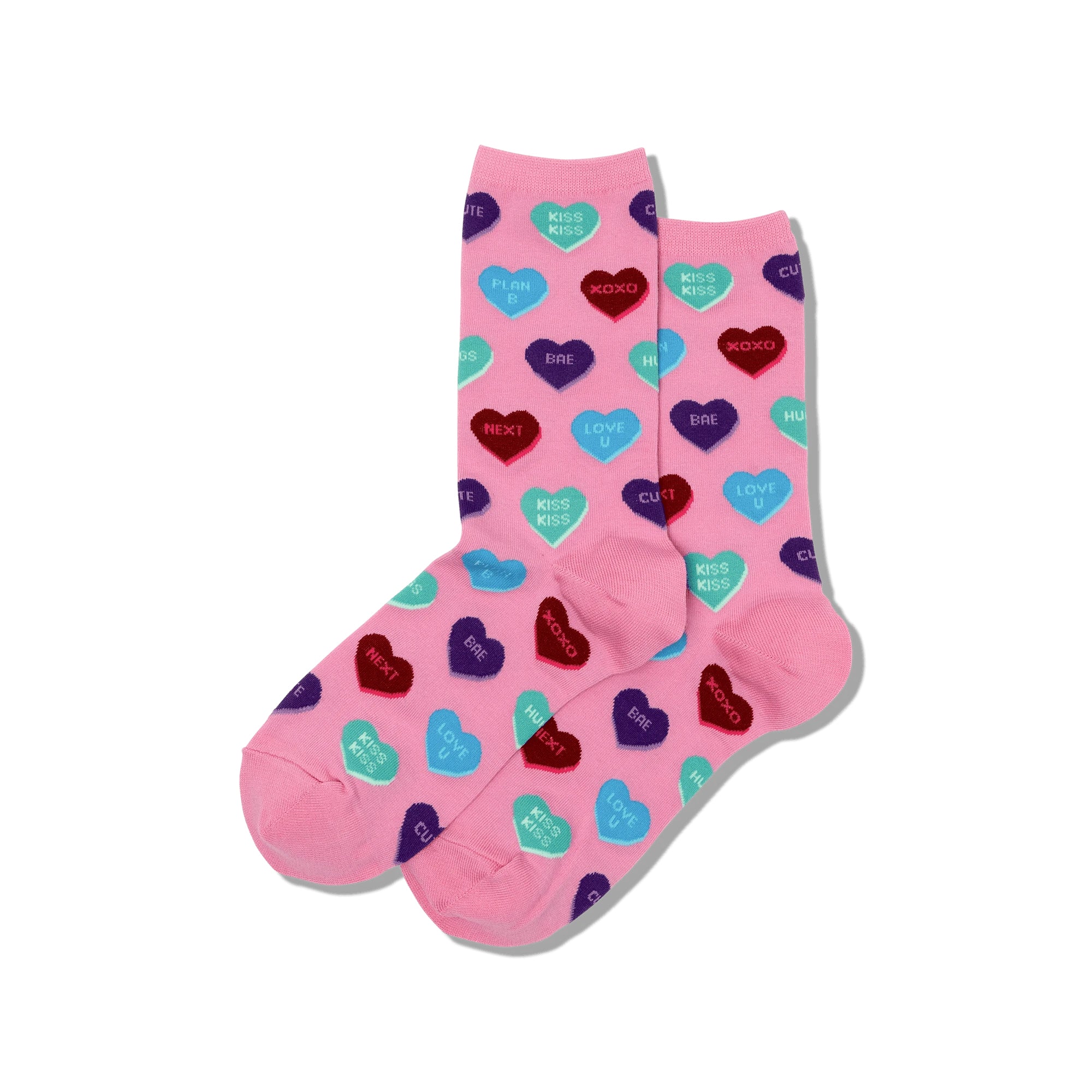 Sassy Sweet Heart Candy Women's Light Pink Crew Socks