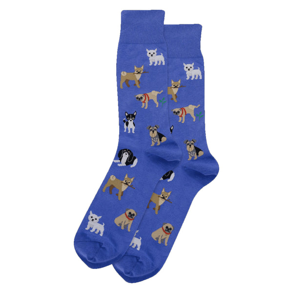 Dogs Of The World Blue Mens Crew Socks