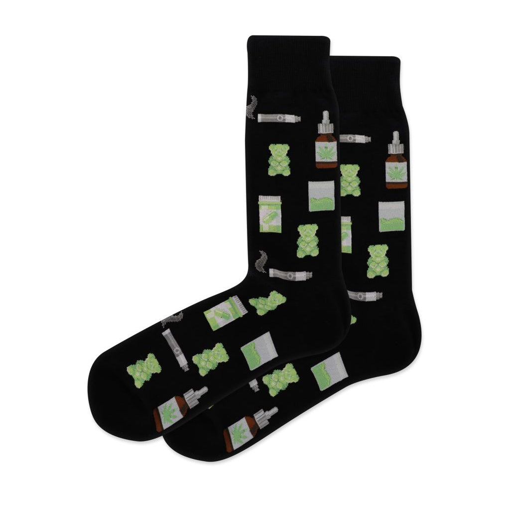 Get High Men's Black Crew Socks