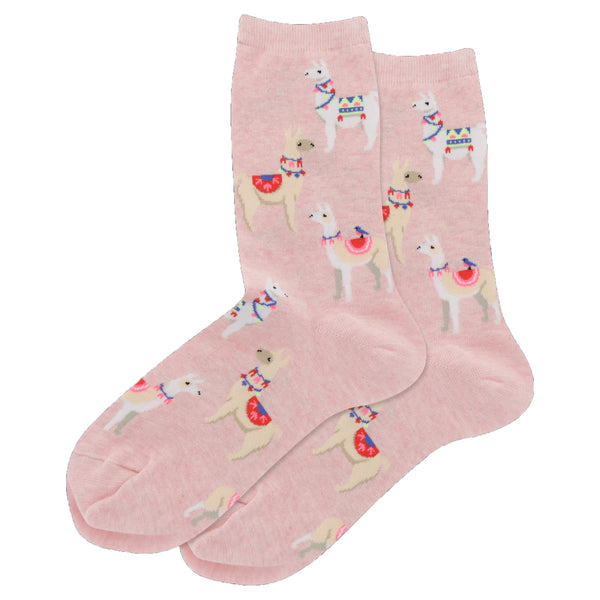 Alpacas Pink Crew Socks