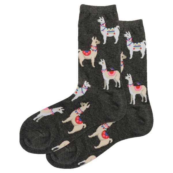 Alpacas Grey Crew Socks