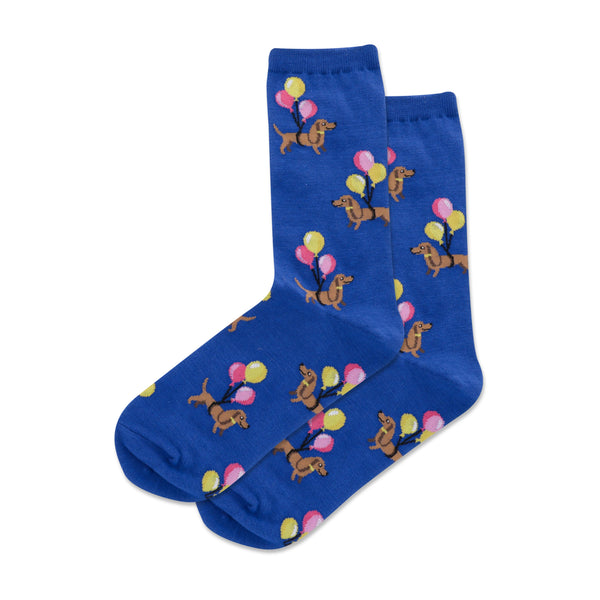 Balloon Dachshund Women's Dark Blue Crew Socks