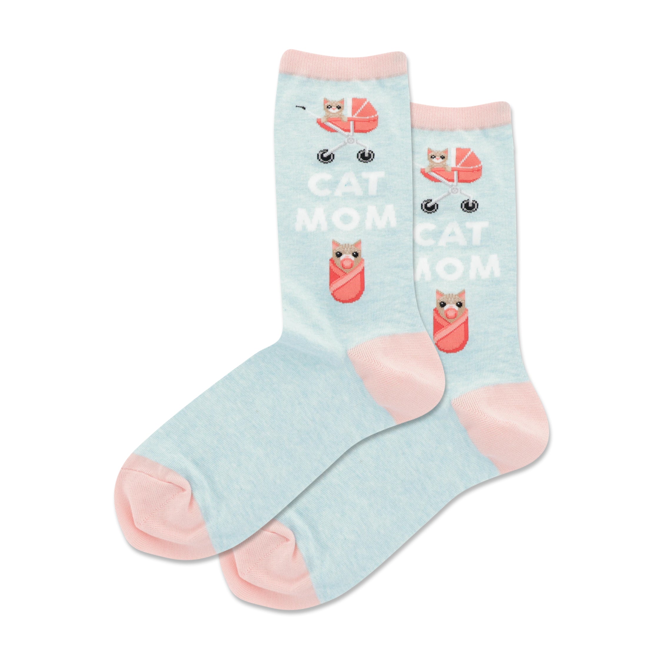 Cat Mom Women's Mint Melange Crew Socks