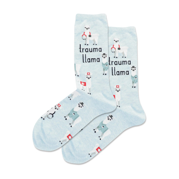 Trauma Llama Women's Mint Melange Crew Socks