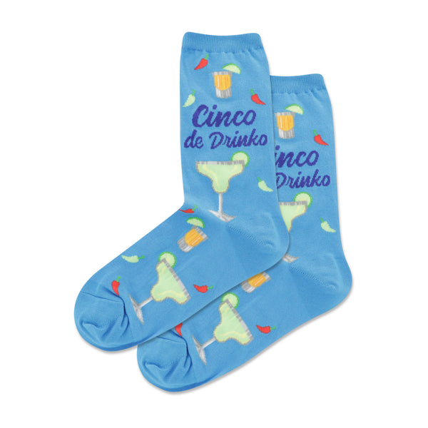 Cinco de Drinko Women's Turquoise Crew Socks