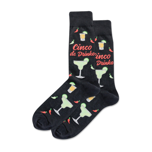 Cinco de Drinko Men's Black Crew Socks