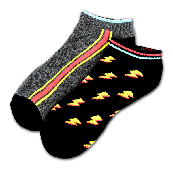 Lightning Bolt Women's Black Low Cut Socks - Set of 2