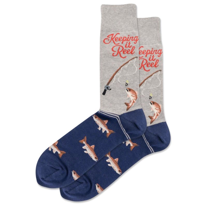 Keeping it Reel Men's Grey Heather Crew Socks