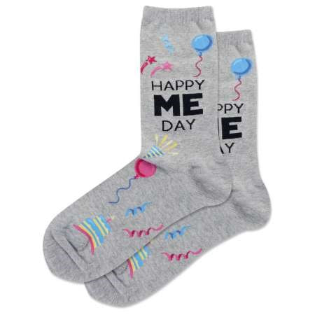 Happy Me Day Women's Grey Heather Crew Socks