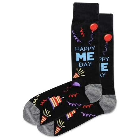 Happy Me Day Men's Black Crew Socks