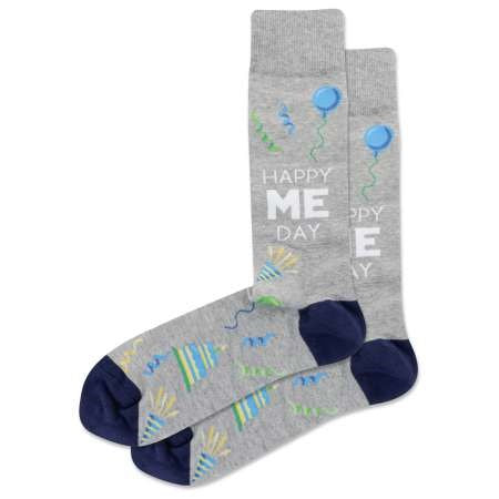 Happy Me Day Men's Grey Heather Crew Socks