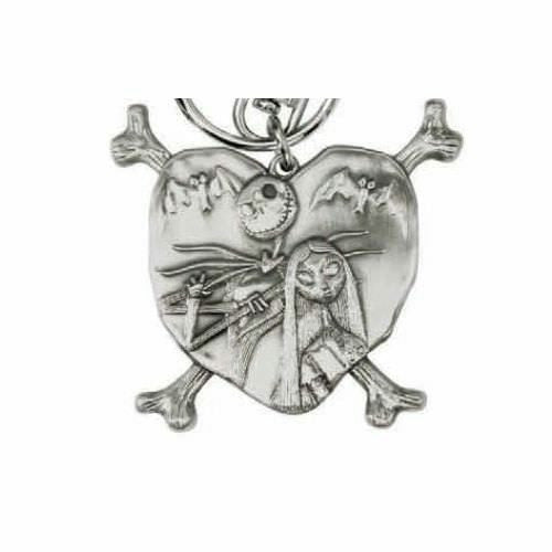 Nightmare Before Christmas Jack & Sally in Heart Pewter Keychain