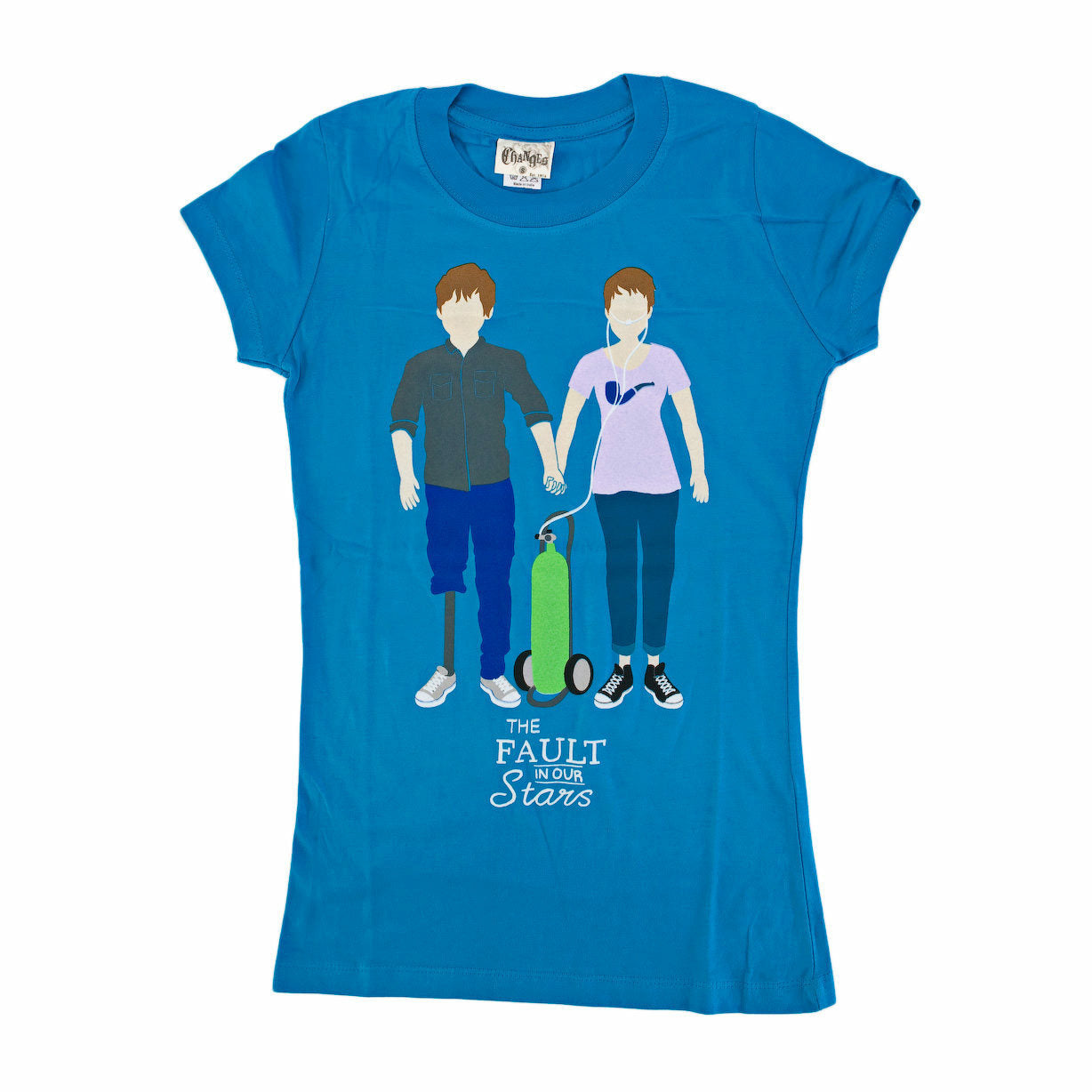 The Fault In Our Stars August and Hazel Hand Holding Juniors Blue T-Shirt