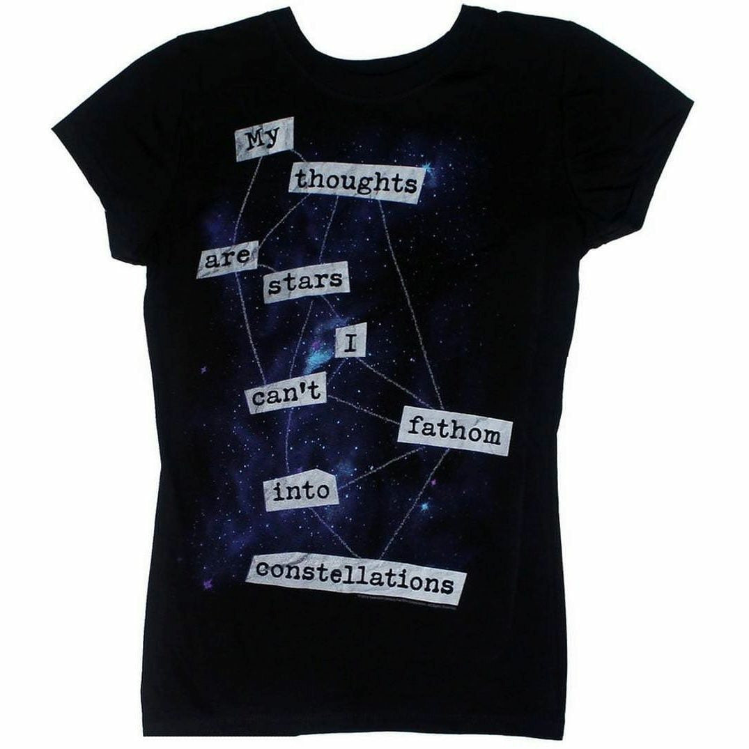 The Fault In Our Stars My Thoughts Are Stars Juniors Black T-Shirt