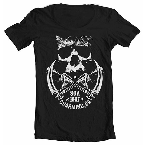 Sons of Anarchy SOA 67 Crossed Guns & Skull Mens Black T-Shirt