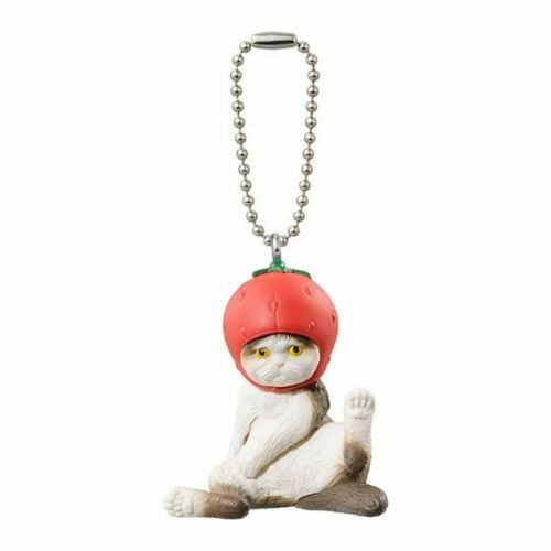Buneko Anikora Sha Strawberry Hat Cat Capsule Keychain