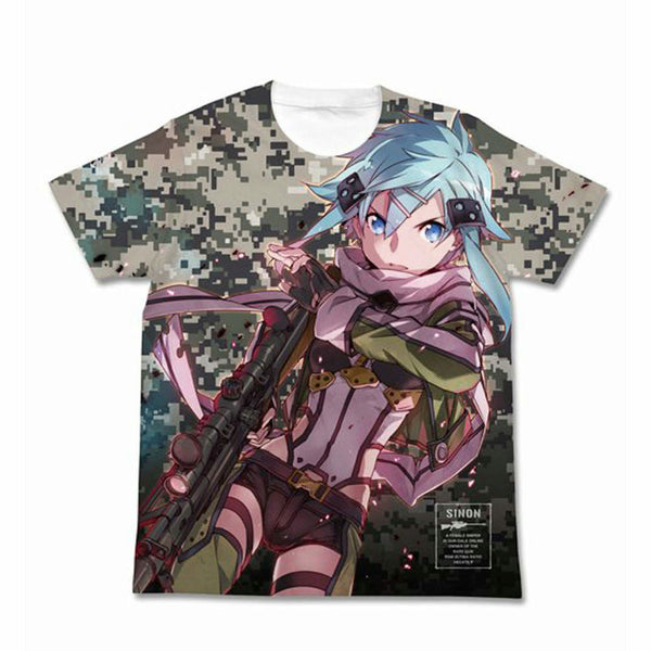 Sword Art Online II Sinon Full Graphic Mens Camo Print T-Shirt