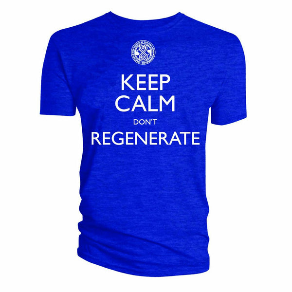 Doctor Who Keep Calm Dont Regenerate Mens Blue T-Shirt