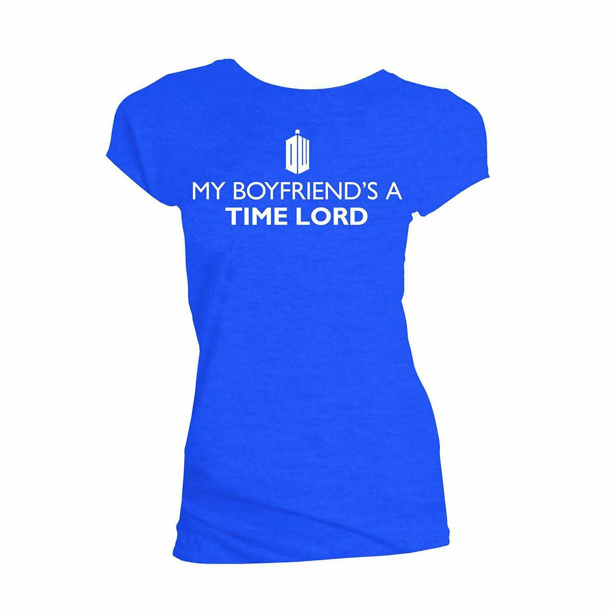 Doctor Who My Boyfriends A Time Lord Juniors Blue T-Shirt
