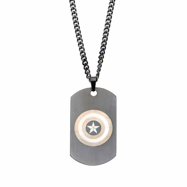 Marvel Captain America Civil War Shield Logo Dog Tag Stainless Steel Necklace