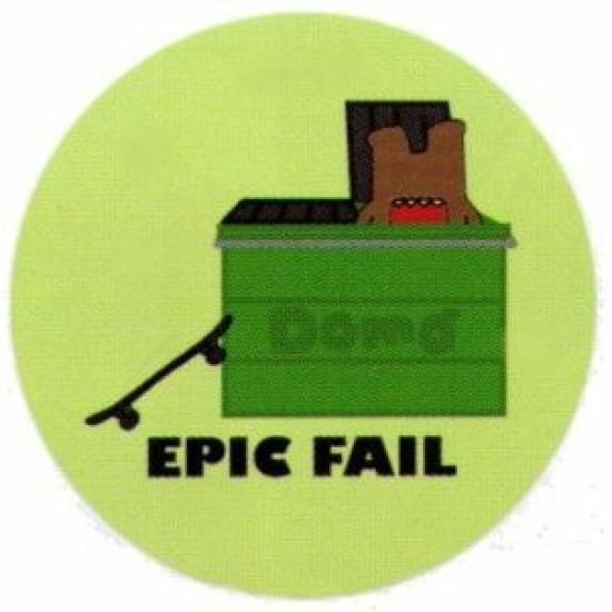 Domo-Kun Epic Fail Skateboard 1.25 inch Button