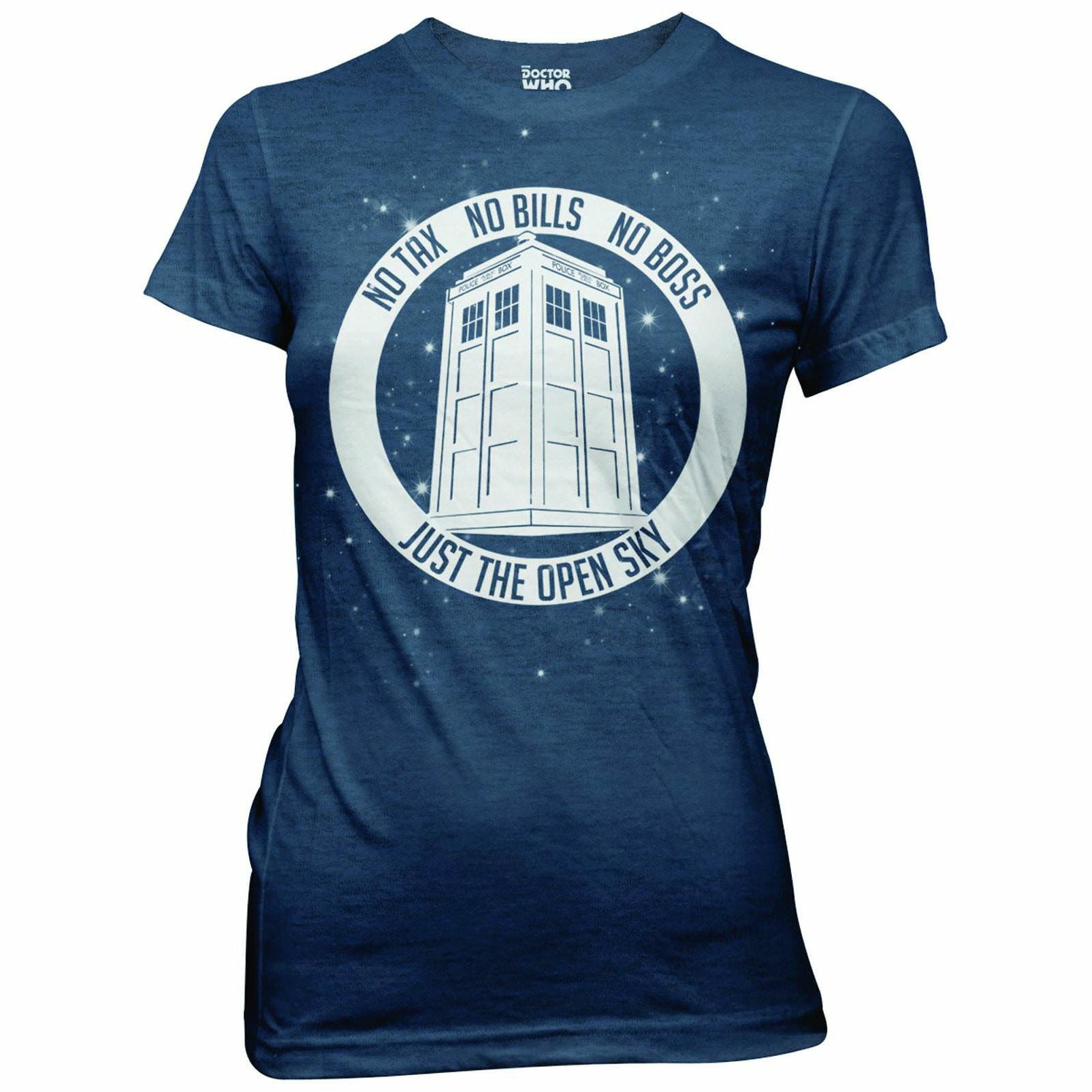 Doctor Who No Boss No Bills Juniors Navy Blue T-Shirt