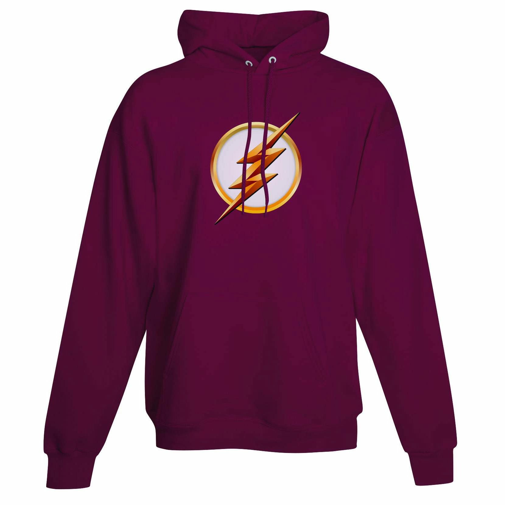 DC Comics Flash TV Season 2 Bolt Logo Mens Maroon Hoodie Sweatshirt