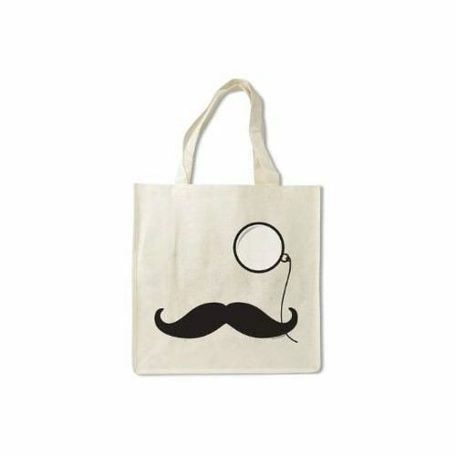 Mustache Monocle Bamboo Tote Bag
